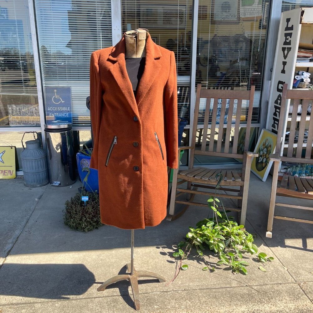 NWT XS Warm Brown DKNY Ladies Button-Up Outerwear/Coat with Zip Front Pockets - Picture 10 of 16